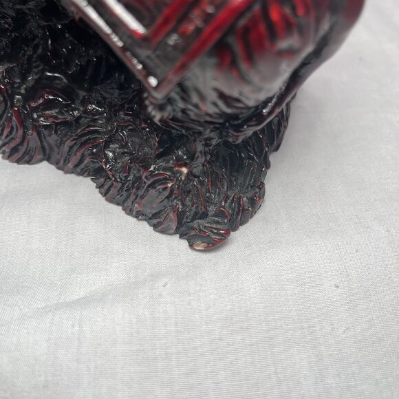 Elephant Figurine Laquer Good Luck Lucky Trunk Up Chinese Statue Resin Red 6.5” - Picture 6 of 10